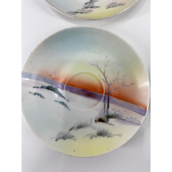 set of 4 VTG Independence Ironstone Castleton China platter 13”x9” sunset Japan - Picture 12 of 12